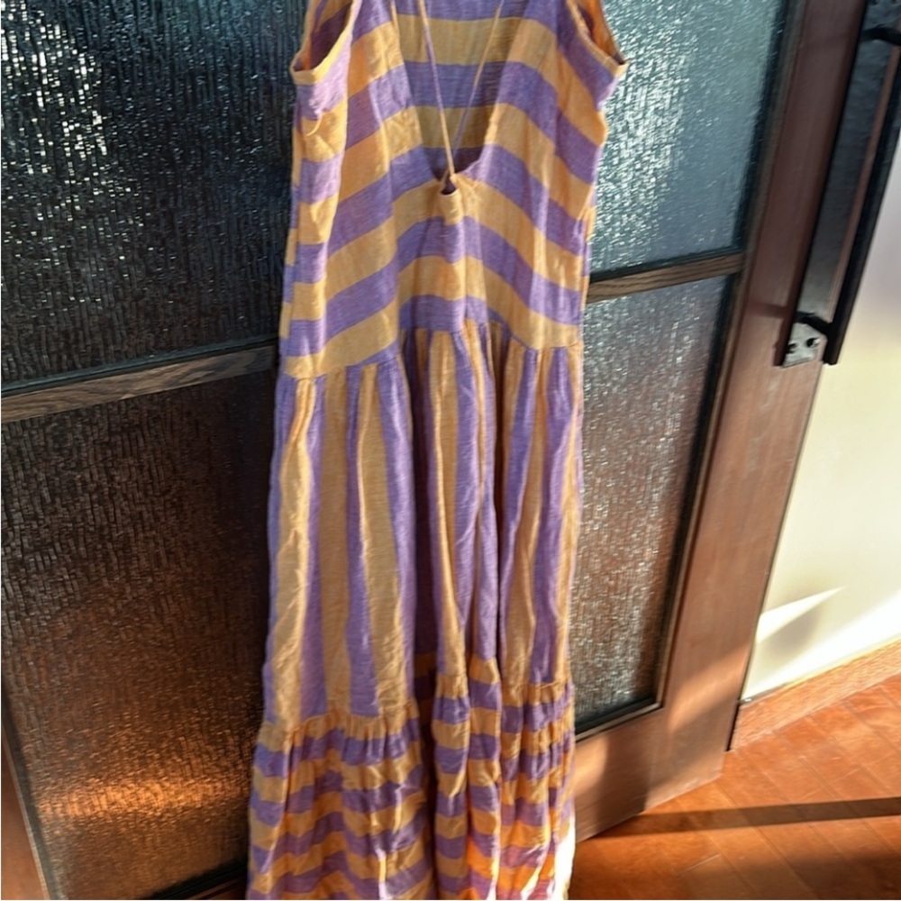 Anthropologie Striped Purple
and Orange Maxi‎ Dress size Large New Without Tag - Picture 7 of 7